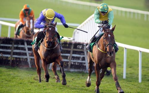 Knockgraffon King (right) leads Are Ya Right Chief over the last