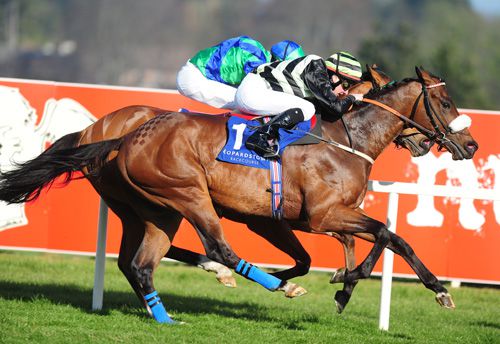 Azamata (nearside) beats Dynamite Dixie at Leopardstown