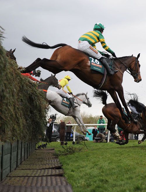 Neptune Collonges (grey horse) jumping Bechers Brook