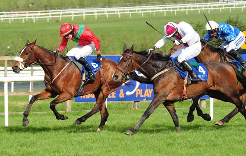 More Madness is driven out by Pat Collins to beat Minella Reception in second and Dunmoe in third