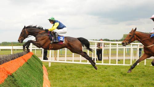 Cerveza Dinero jumps the last on his way to victory under Denis Hogan