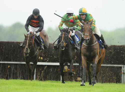 Alpine Eagle and Andrew Leigh race away from the last to win from Shot From The Hip and River Liane