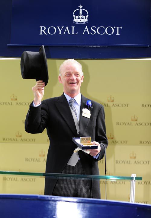 Willie Mullins celebrates after Simenon win 