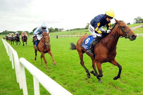 Magic Vixen crosses the line under Patrick Mullins from Shinawil in second