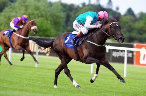 Pat Smullen can afford to take a look around as Famous Name is well clear approaching the line 