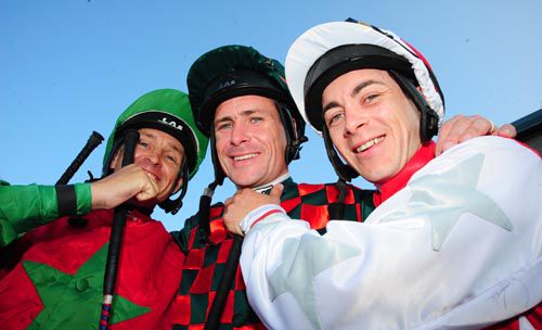 From left, Niall McCullagh, Pat Smullen and Wayne Lordan before the three runner fillies' race