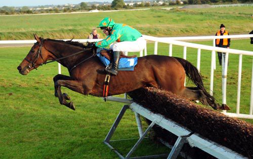 Baily Green clears the last under David Casey