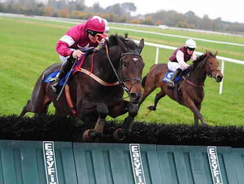 Rye Martini jumps the last under Davy Russell ahead of Reafadda