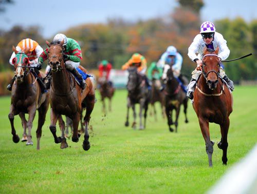 Miracle Cure is drive out by Rory Cleary on the rails from One Fine Day & Strandfield Lady in second & third