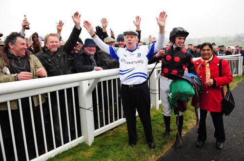Oliver Brady in full flow with Adrian Heskin and Rita Shah