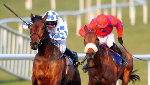 Silverpockets & Johnny King hold of the late challenge of Vicky Miller & David O'Leary