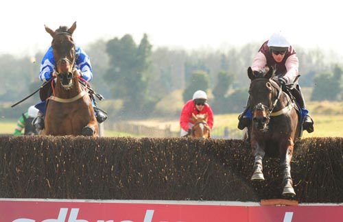 Foildubh (right) jumps the last ahead of Days Hotel 