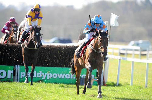 Turban & Ruby Walsh race away from the last with Darwins Fox in second