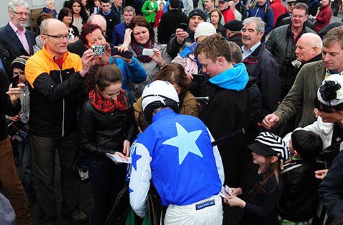 Ruby Walsh is mobbed by fans at Sligo after he partnered Chiltern Hills to victory