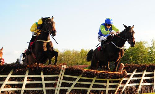 Lady Of Glencoe, right, comes to collar Ellaway Rose at Punchestown
