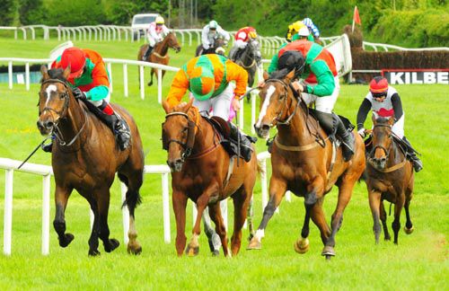 Akatara, right, comes with a late rattle at Kilbeggan