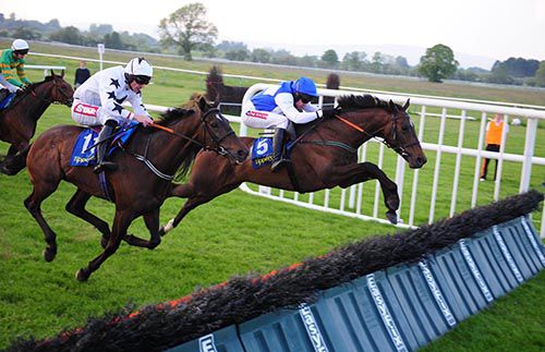 Ted Dolly and Barry Geraghty clear the last to win from Mahrajaan