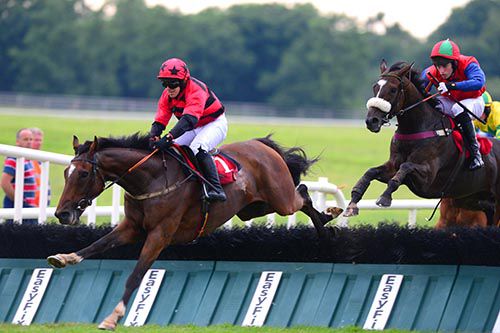Milanphardantetime clears the last at Ballinrobe ahead of Glendaars Best