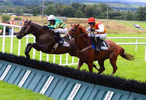 Gentleman Duke jumps the last just ahead of Donatis Comet