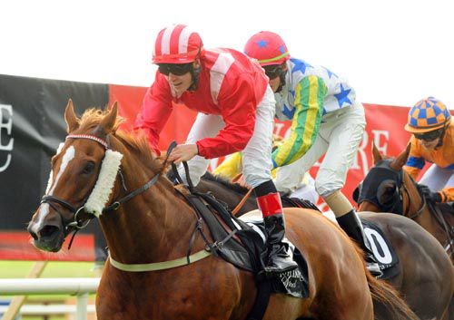 Ray Dawon timed his run on Iron Major to perfection at the Curragh