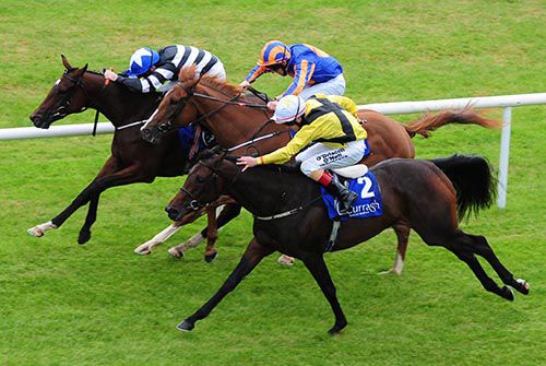 Avenue Gabriel, far side, hits the front late at the Curragh