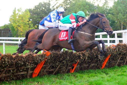 Courtncatcher soars over the last in Gowran Park
