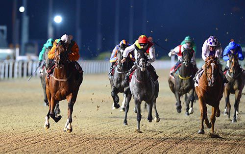 Cardinal Palace, left, unleashes his turn of foot in Dundalk