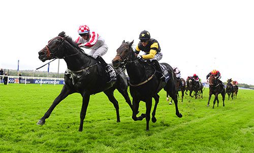 Slade Power (left) holds off Jack Dexter in the Sprint at Ascot 