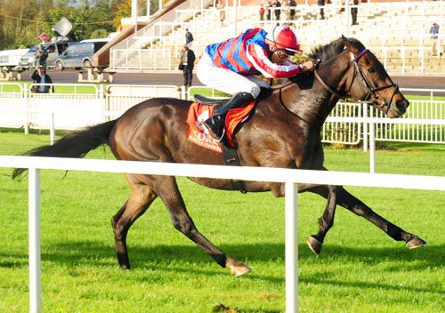 Rich Coast is driven clear by Niall McCullagh in the Listed Navigation Stakes