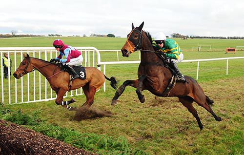 Sitcom (nearest) takes off at the last, with runner-up Kilcarry Bridge on her outside
