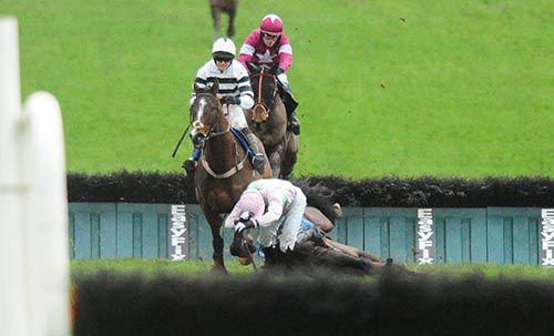 Renneti crashes out at the second last as Mazuri Cowboy tries to avoid him