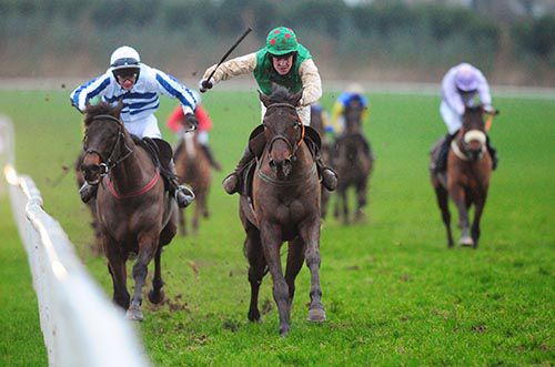 Lord Adare, green cap, starts his career with a win