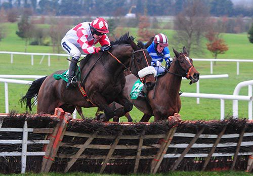 Gallant Oscar (nearest) heads Drive On Locky at the last