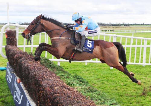 Turban and Ruby Walsh jump the last fence 