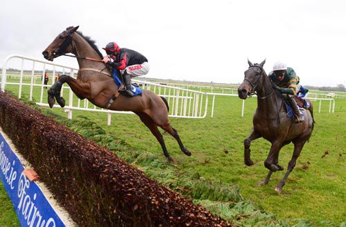 Lion Na Bearnai puts in another fine jump at the last, with Competitive Edge trying to challenge