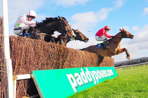 Avondhu Lady leads Tarla and Byerley Babe (centre) over the last