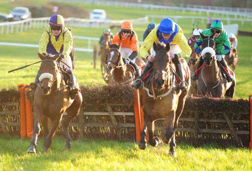 Hazariban (left) was stronger than Malt Gem (right) from the back of the last at Gowran