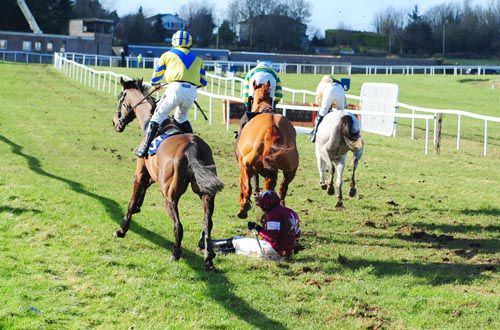 Letter Of Credit avoids Steven Clements (a faller off Sweeney Tunes) with a circuit to go at Thurles 