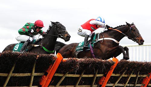 Josses Hill (leading) pictured in action over fences