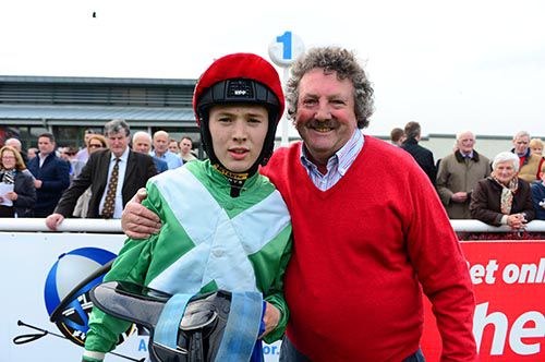 Colin Keane pictured with trainer Matty Tynan after rode Coto to victory at Naas in April