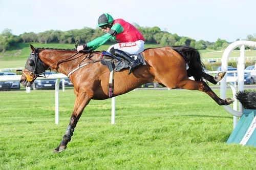 Gimli's Rock and Davy Russell jump the last in Kilbeggan