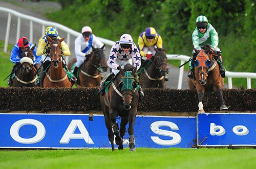 Fast Exit (jumping, under Mickey Butler) chases after Treacy's Star