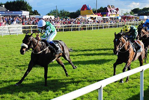 Lady Clitico (noseband) stays on best in the closing stages to beat Unrequited 