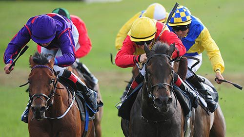 Body Beautiful (right) is driven out by Colin Keane to beat Mr Good Guy