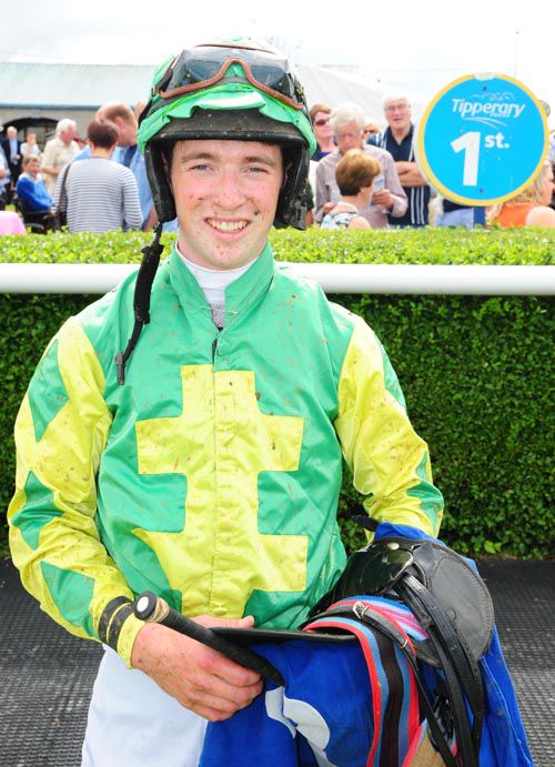 Jockey Jonathan Moore after his first winner