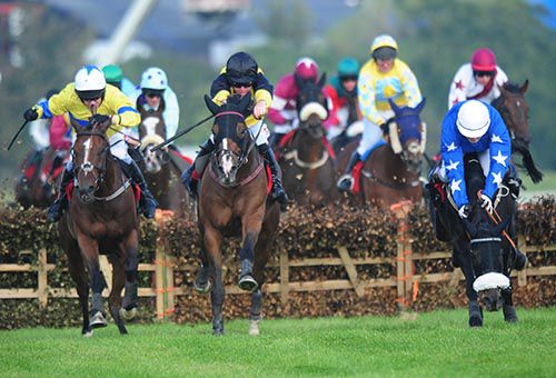 Portrade (centre) leads as Smiler blunders with Macnicholson (left)