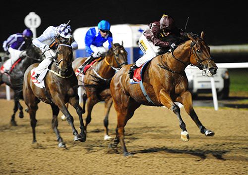 Chance To Dance is impeded inside the final furlong as Obliterator drifts right