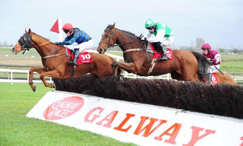 Valours Minion, green cap, comes through to win in Galway