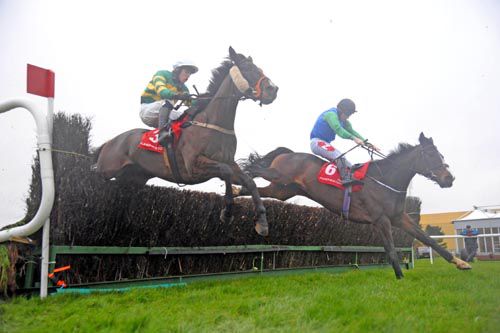 Golden Ticket (Jody McGarvey, nearside) comes through to beat Heavenly Brook (Sean Flanagan) 