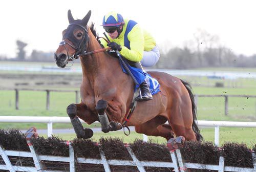 Velvet Maker and Adrian Heskin jump the last 